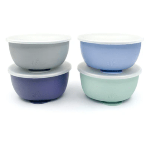 Stainless Steel Bowl with Silicone Suction Sleeve + Lids