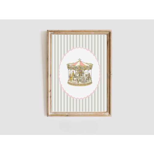 Parisian Carousel Baby Girl Wall Art for Nursery, Carnival Girl Room Decor, Atelier Choux, Playroom Prints, French Nursery