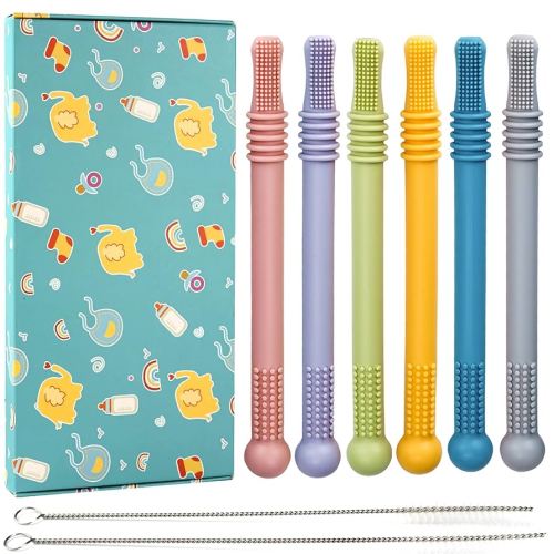 Teething Toys for Babies,Baby Teether, Teething Straw Teething Sticks, Baby Teething Relief for Baby Gifts