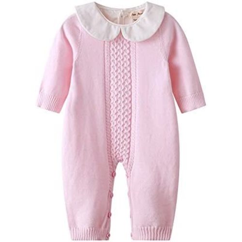 Baby Infant Boy Girl Peter Pan Collar Knit Sweater Romper Outfit Clothes One-Piece Coverall Baby Clothing Jumpsuit