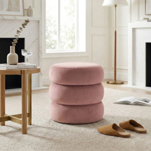 George Oliver Modern Velvet Round Pouf With Storage | Wayfair