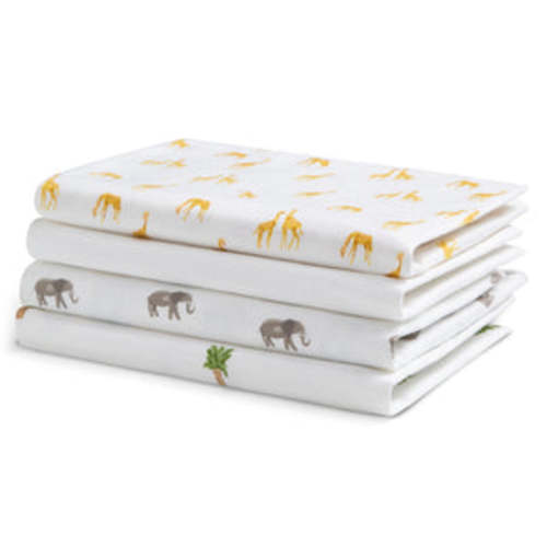 100% Cotton Flannel Baby Receiving Blankets - 4 Pack