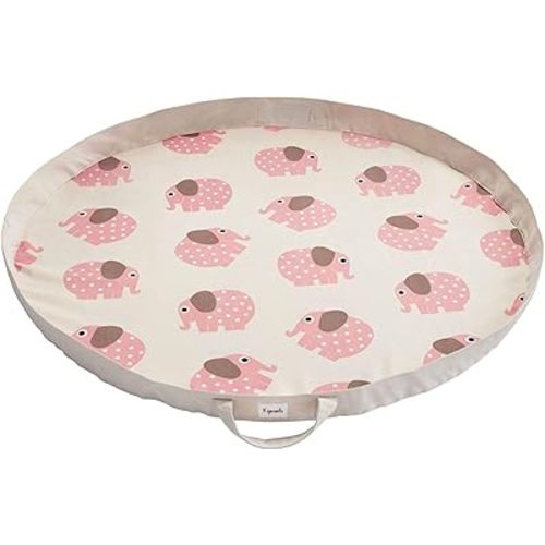 3 Sprouts Play Mat & Toy Storage Bag - Large Portable Toy Organizer, Kids Toy Bag for Boys & Girls - Playroom Storage & Activity Mat, Elephant