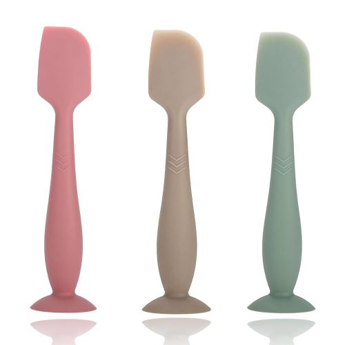 Baby Diaper Cream Spatula, Seeway 3 pack Baby Butt Paste Spatula, Diaper Cream Applicator, Silicone Butt Spatula for Newborn Babies (dark pink, green, brown)