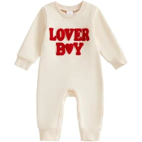 Baby Boy Valentines Outfit Infant Long Sleeve letter Jumpsuit Newborn Fall Romper Spring Bodysuit Winter Clothes