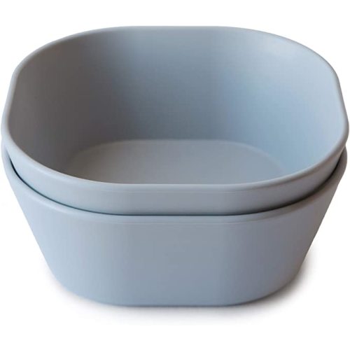 mushie Square Dinnerware Bowls for Kids | Made in Denmark, Set of 2 (Cloud)