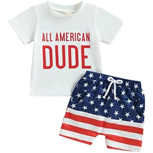 FYBITBO Baby Boy 4th of July Outfits Short Sleeve Tee Shirt and Casual Shorts 2Pcs Fourth of July Summer Outfit