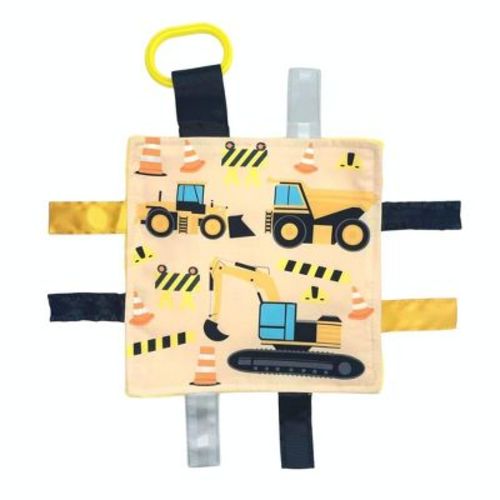 Baby Jack The Learning Lovey Construction Hard Hat Diggers and Bulldozers Baby Tag Crinkle Square Toy 8" x 8"