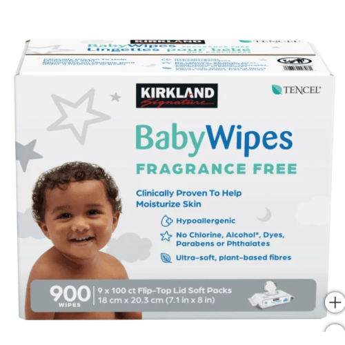 Kirkland Signature Baby Wipes, Fragrance Free, 9 Packs of 100