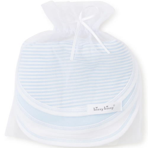 Blue Stripe 3 Pack Bib Set w/ Tulle Bag