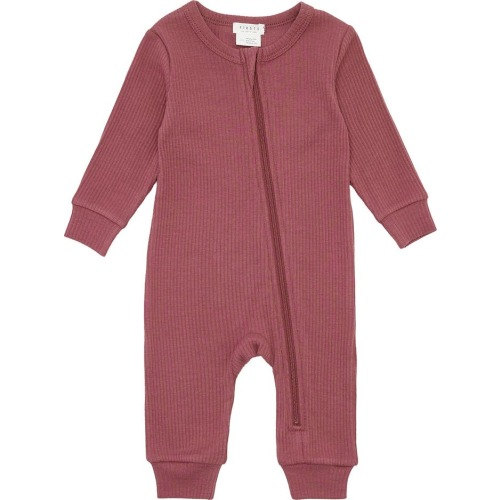 Baby Rib Fitted One-Piece Pajamas, 6-9M, Plu Plum