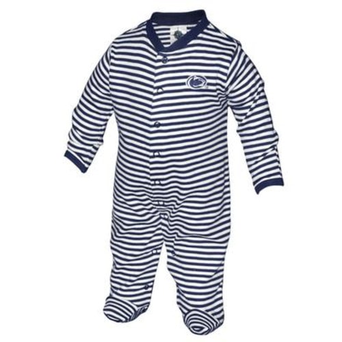 Penn State Infant Striped Logo Footed Romper