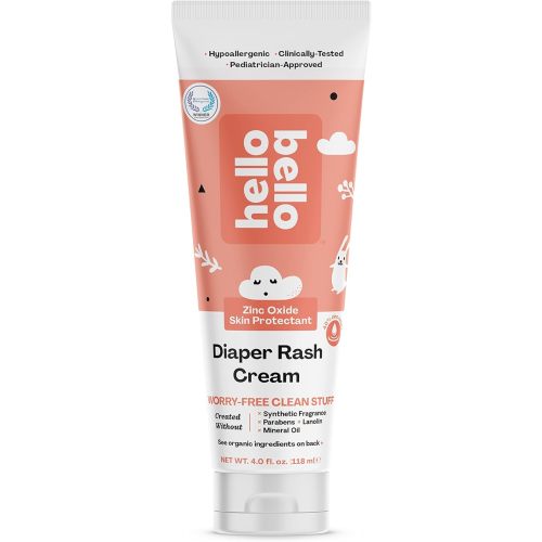 Hello Bello Diaper Rash Cream, Vegan Cruelty-Free Non-Nano Zinc Oxide, 4 fl. oz