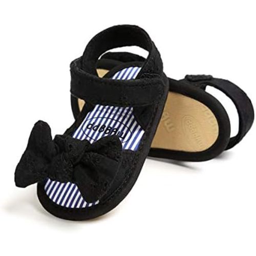 COSANKIM Infant Baby Girls Summer Sandals with Flower Soft Sole Newborn Toddler First Walker Crib Dress Shoes