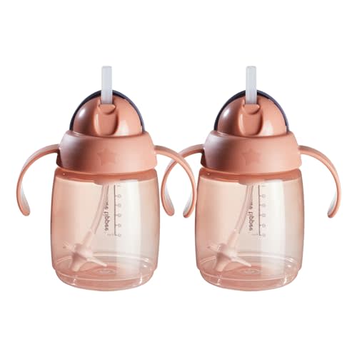 Tommee Tippee Superstar Weighted Straw Cup, 6m+, 10oz, Pack of 2 Spill-Proof Training Cups for Toddlers, Pink, Leak and Shake-Proof, Easy-Hold Handles and BPA Free