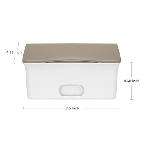 Ubbi Baby Wipes Dispenser with Weighted Plate and Secure Seal, Nursery and Baby Registry Essential to Keep Wipes Fresh, Taupe