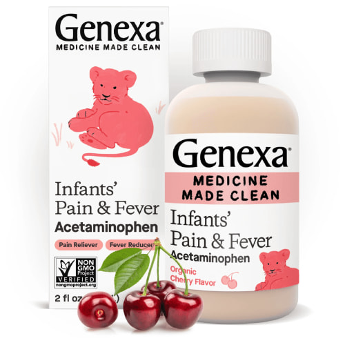 Genexa Infants’ Clean Pain & Fever Acetaminophen, Dye Free, Organic Cherry, 2 fl oz