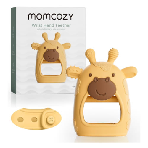 Momcozy Baby Teether Toys | Baby Teething Toys | Baby Teething Relief | Food Grade Silicone Teether Baby Toys | Baby Teether 0-6 Months | Teething Toy 6-12 Months | Baby Essential | Yellow