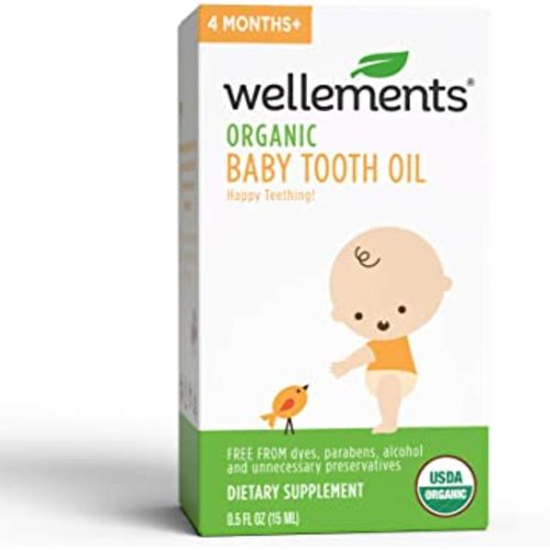 Wellements Organic Baby Tooth Oil for Teething, Free from Dyes, Parabens, Preservatives, 0.5 Fl oz