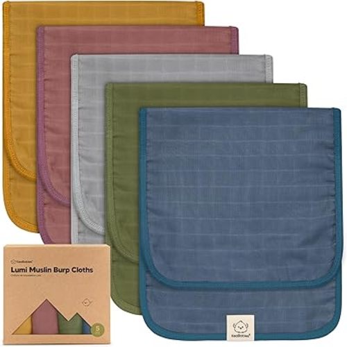 5-Pack Muslin Burp Cloths for Baby Boys, Girls - Baby Burp Cloths Neutral, Soft and Absorbent Burp Clothes, Burping Cloths for Babies, Burp Rags, Baby Girl & Boy Burp Cloth, Baby Essentials (Corals)