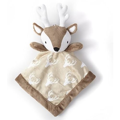 Levtex Home - Baby Deer Security Blanket - Soft and Cuddly Lovey - Plush - Tan, Taupe, Brown - Nursery Gift - Cream - 1 Count (Pack of 1)