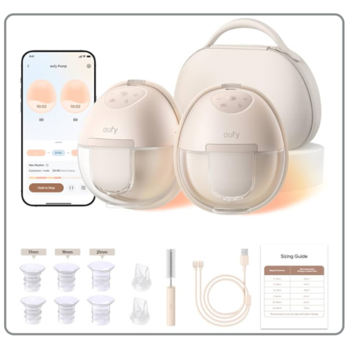 eufy Security Heated Wearable Breast Pump S1 Pro, Slim Hands-Free with Industry-Leading HeatFlow Tech, Wireless Charging Case, App-Controlled OptiRhythm, Hospital-Grade Suction, in-Bra Use