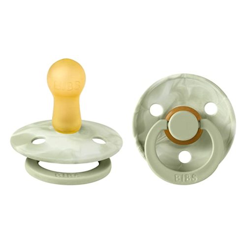 BIBS Tie-Dye Baby Pacifier | BPA-Free Natural Rubber Baby Pacifier | Made in Denmark | Sage/Ivory 2-Pack (6-18 Months) - Size 2 (Pack of 2)