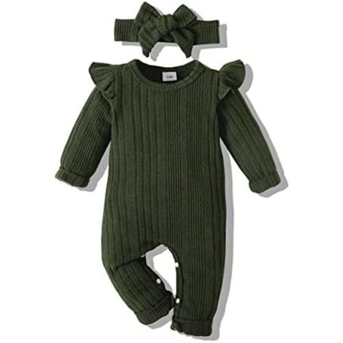 Renotemy Newborn Baby Girl Clothes Fall Winter Outfits Infant Rompers Solid Jumpsuits Bodysuit Cute Infant Baby Clothes Girl