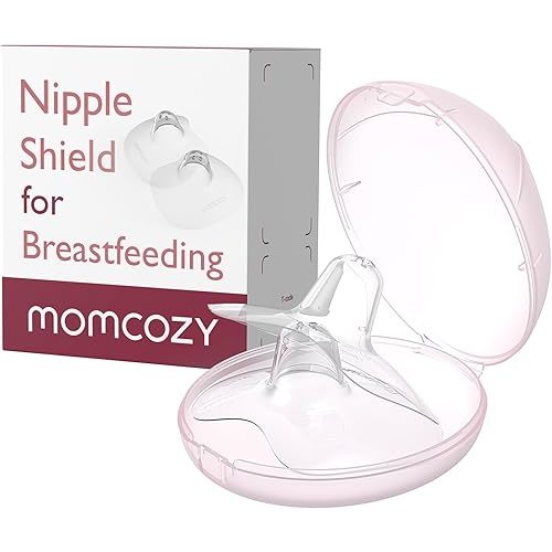 Momcozy Contact Nipple Shields, 100% Food-Grade Silicone for Breastfeeding Difficulties, Ultra-Thin & Super-Soft, Made Without BPA/BPS, Include Carry Case (24mm)