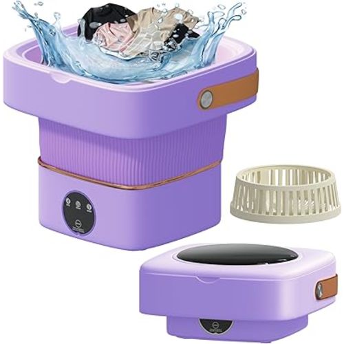 Portable Washing Machine Mini 4.5L Portable Washer Small Washing Machine 60w Folding Lavadora Portatil Dryer Foldable Compact Clothes Laundry Apartment Underwear Travel Camping (Purple)