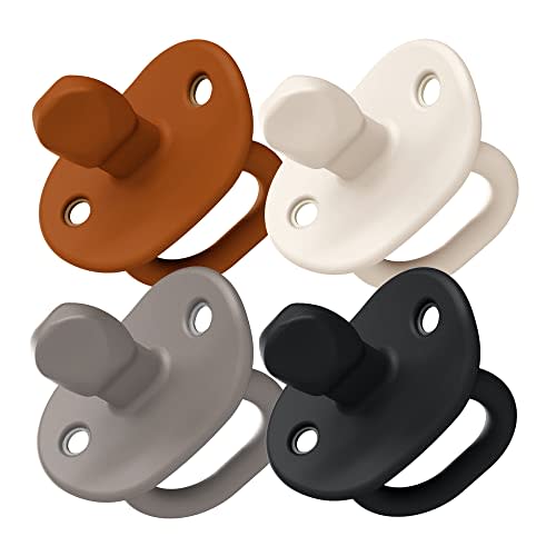Boon Jewl Silicone Orthodontic Pacifier - Baby Pacifier with Soothing Gem Shaped Nipple - Comfortable Baby Pacifiers Support Natural Oral Muscular Development - Neutral - 4 Count - 3-6 Months