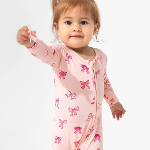 Take A Bow Bamboo Convertible Footie | Soft & Stylish Baby Pajamas - Bellabu Bear