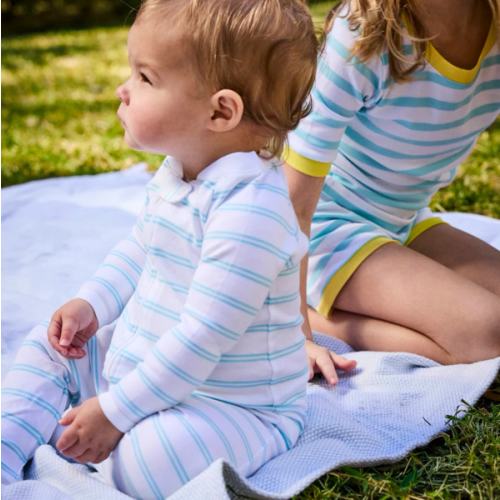LAKE | Baby | Pima Cotton Pajamas | Beach Club Tidal Stripe Baby Sleeper