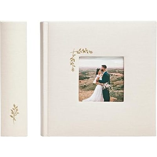 Elegant Linen Photo Album - 200 Acid-Free Pockets for 4x6 Pics - Perfect for Weddings & Gifts