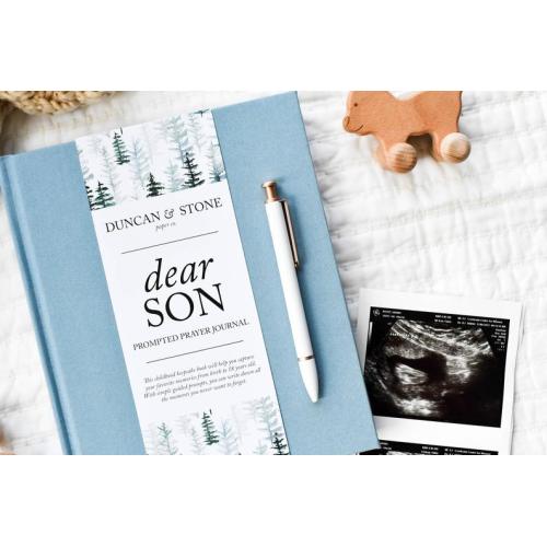 Baby Boy Memory Book and Prayer Journal | New Parent Gift | Keepsake Photo Album and Scrapbook | Gift for New Mom, Dear Son: Blue