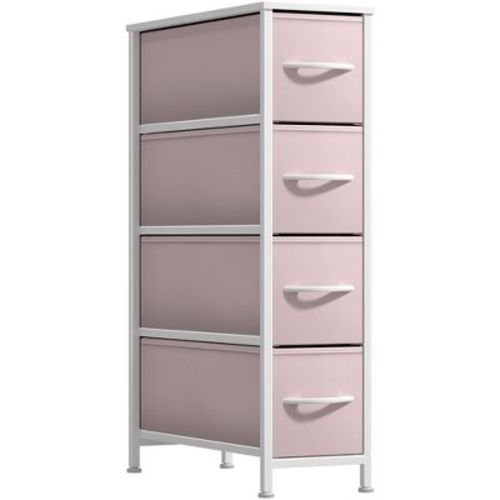 Sorbus 4 Drawers Narrow Dresser - with Steel Frame, Wood Top & Easy Pull Fabric Bins for Small Spaces, Closets, Bedroom, Bathroom & Laundry (Pink)