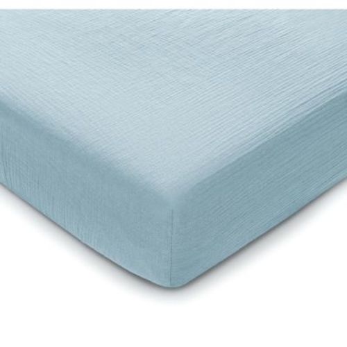 Muslin Fitted Crib Sheet, Extra Soft 100% Muslin Cotton Crib Sheets for Standard Crib and Toddler Mattresses by Comfy Cubs - Pacific Blue