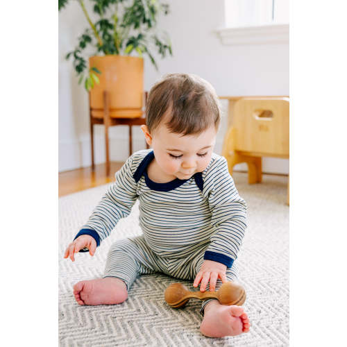 Long sleeve wool/silk striped bodysuit