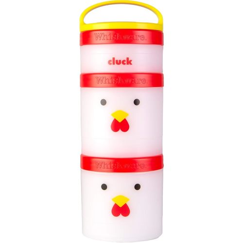 Whiskware Farm Animal Containers for Toddlers and Kids 3 Stackable Snack Cups for School and Travel, 1/3 cup+1 cup+1 cup (Pack of 1), Cluck