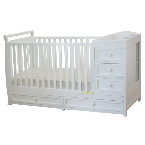 AFG Daphne 2-in-1 Convertible Crib and Changer with Drawer, White