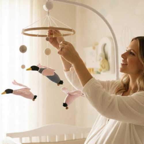 Flying Duck Baby Mobile, Nursery Decor, Rustic Theme Baby Shower Gift