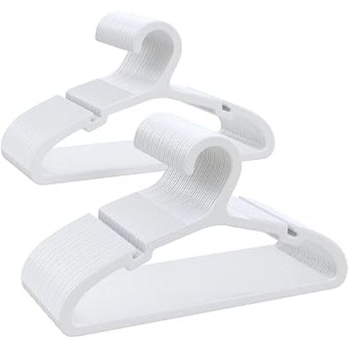 Plastic Baby Hangers, Pack of 60, Ultra Slim Closet Hangers, Non-Slip, Space-Saving, Sturdy, 11" W x 6.1" H (for Children Aged 0-6 Years), White, UAPY0660W
