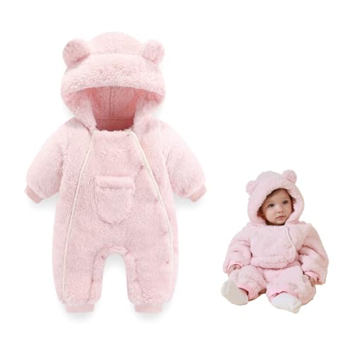 AiWMGL Newborn Baby Bear Outfit Suit Girls Boys Fleece Jumpsuit Romper Hooded Coat Winter Clothes Outwear Snowsuit
