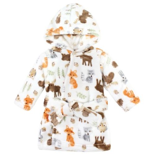 Hudson Baby Plush Animal Face Bathrobe, Woodland, 0-9 Months