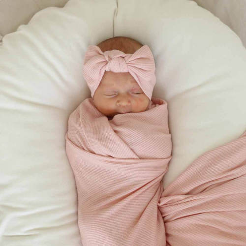 Lovely Pink Waffle Bamboo Oversized Swaddle Blanket