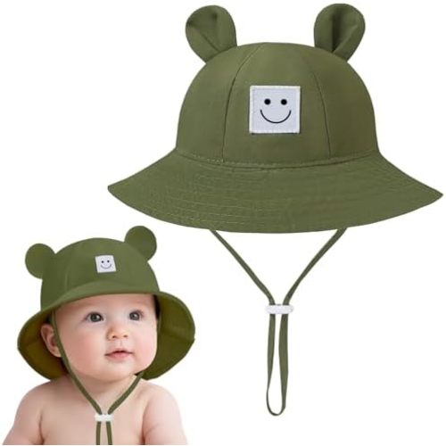 Baby Bucket hat Cute Infant Bear Sun Hat 3-12 Months UPF 50+ Sun Protection Summer Girls Boys Hats