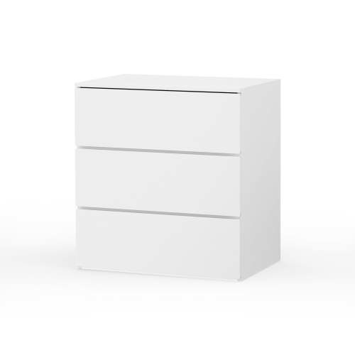 Capri White 3 Drawer Dresser, Modern Nightstand, Storage Wide Chest of Drawer, Wooden Storage Cabinet Bedside for Adults, Bedroom Living Room Furniture
