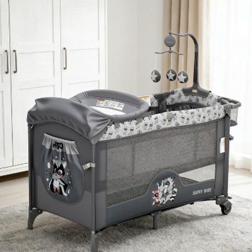 Baby Bassinet 4 in 1 Bedside Portable Newborn Bedside Sleeper with Locking Wheels Removable Soft Mattress,Coucheta,Dark Grey