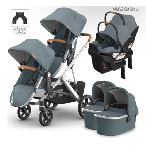 UPPAbaby Vista V3 Double Stroller for TWINS + 2 Bassinets + 2 Aria / Mesa V3 / Mesa V2 Car Seats Travel System