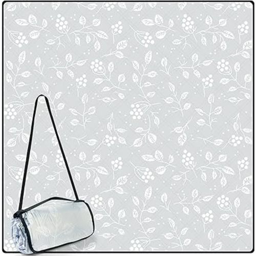 Picnic Blankets 79"x79" Extra Large Outdoor Blanket Beach Blanket Waterproof SandProof Picnic Mat Washable Foldable Portable for Grass Lawn Beach Camping (Gray Leaves)
